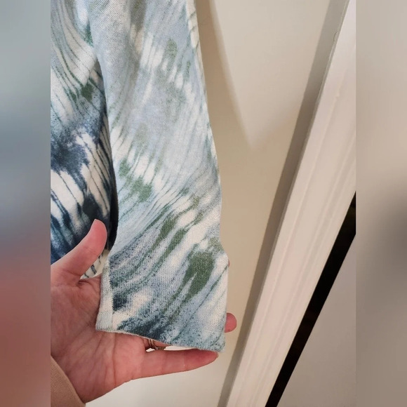 Nic + Zoe Womens Linen Blend Wrap Top Size XS Blue Green Ombre Boho Balletcore - Picture 7 of 8